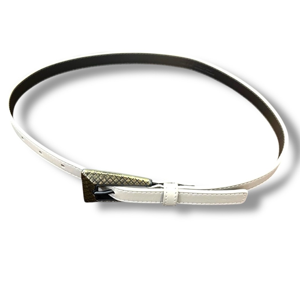 New! AUTH BOTTEGA VENETA BELT 65cm XS S Cream Antique Gold intrecciato design